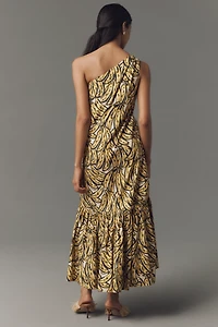 SIMONMILLER Rea One-Shoulder Poplin Maxi Dress