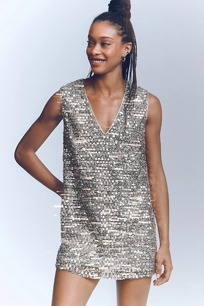SIMONMILLER Sleeveless Fountain Sequins Mini Dress