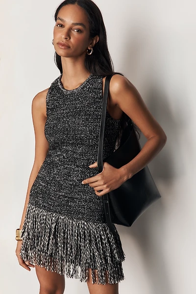SIMONMILLER Sondra Fringed Sweater Mini Dress
