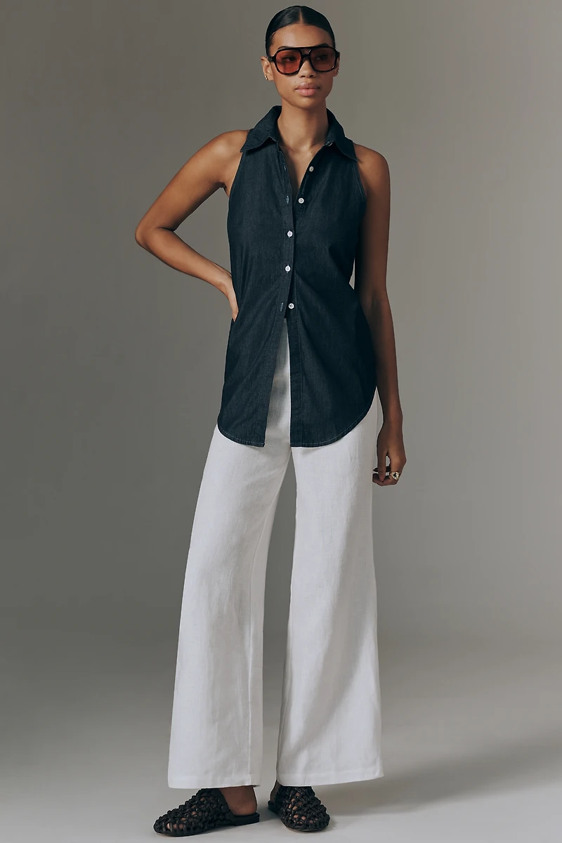 SIMONMILLER Loch Sleeveless Cotton Chambray Buttondown Shirt