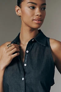 SIMONMILLER Loch Sleeveless Cotton Chambray Buttondown Shirt