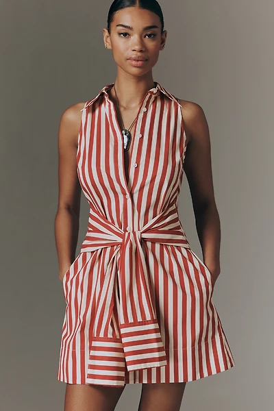 SIMONMILLER Inna Tie-Waist Poplin Mini Dress