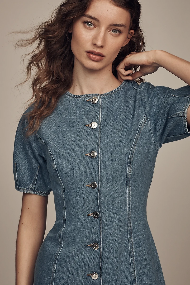 ALIGNE Aurelie Waisted Denim Mini Dress