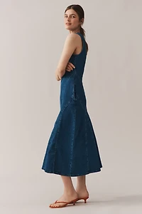 ALIGNE Raven Sleeveless Diagonal Seamed Denim Midi Dress