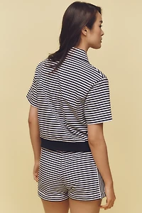 ALIGNE Arlo Short-Sleeve Lace-Up Striped Top