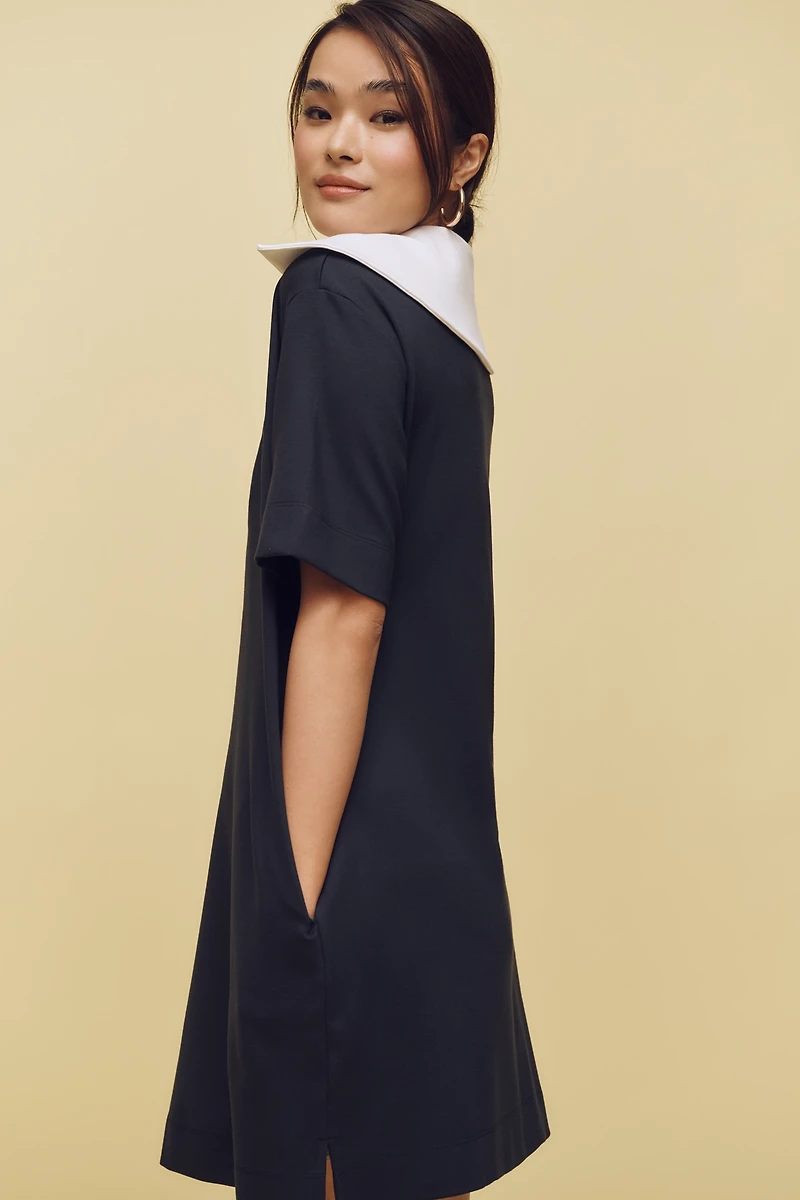ALIGNE Natty Short-Sleeve Collared Jersey Mini Dress