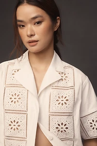 ALIGNE Ulysses Short-Sleeve Broderie Eyelet Blouse