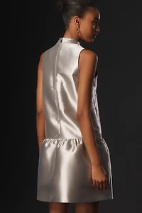 ALIGNE Blaze High-Neck Drop-Waist Satin Mini Dress