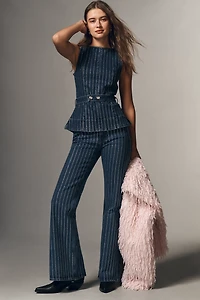 ALIGNE Diamante Embellished High-Rise Flare Jeans