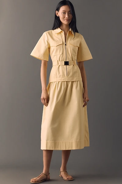 ALIGNE Pearl Organic Cotton Belted Midi Dress