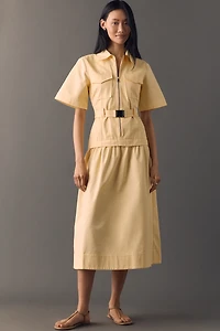 ALIGNE Pearl Organic Cotton Belted Midi Dress