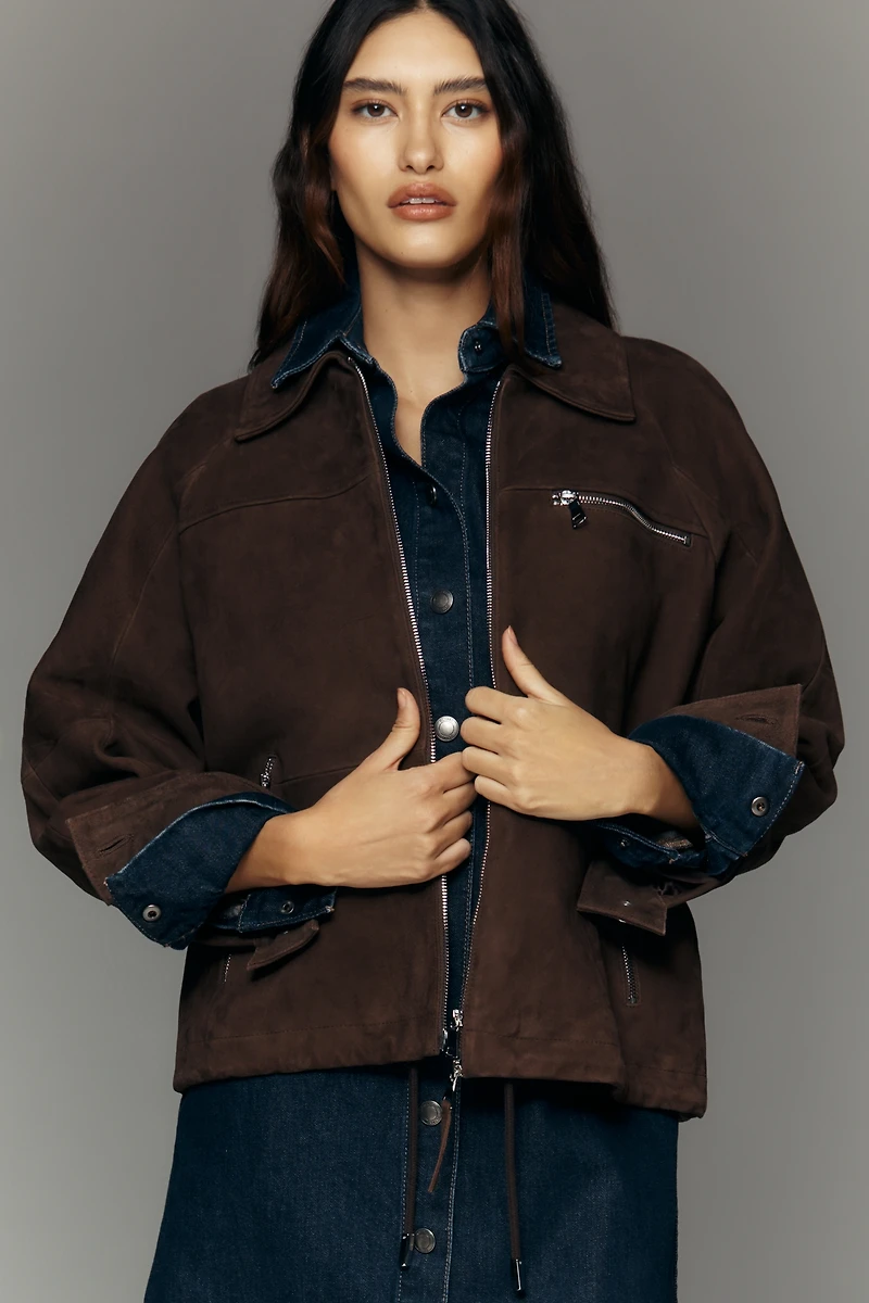 ALIGNE Alex Suede Bomber Jacket