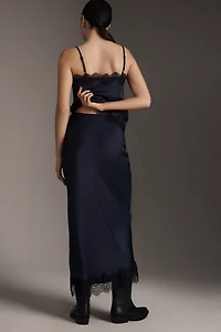 ALIGNE Ari Lace-Trim Satin Slip Maxi Skirt