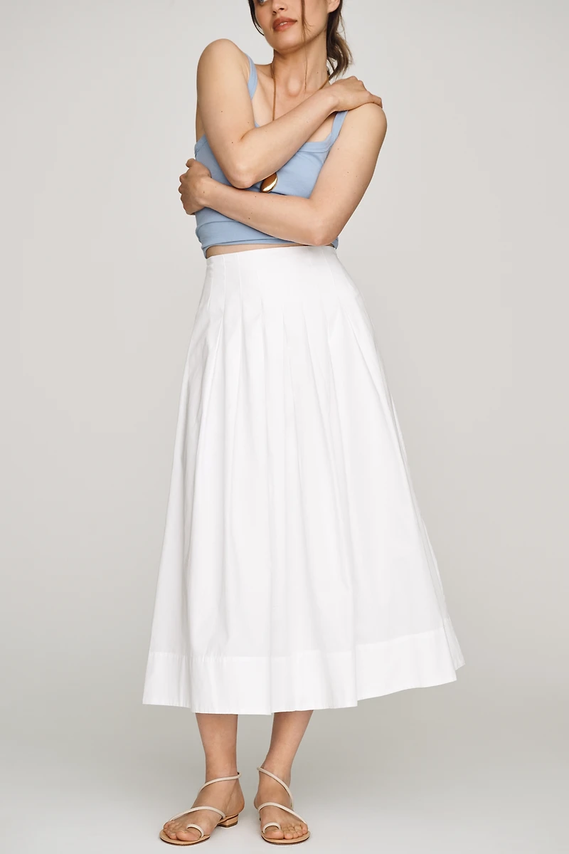 ALIGNE Julie Cotton Poplin Midi Skirt
