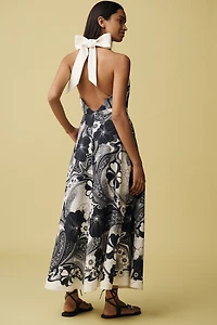 ALÉMAIS Mickey Linen Halter Midi Dress