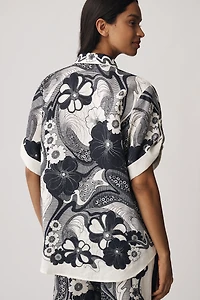 ALÉMAIS Mickey Linen Short-Sleeve Buttondown Shirt