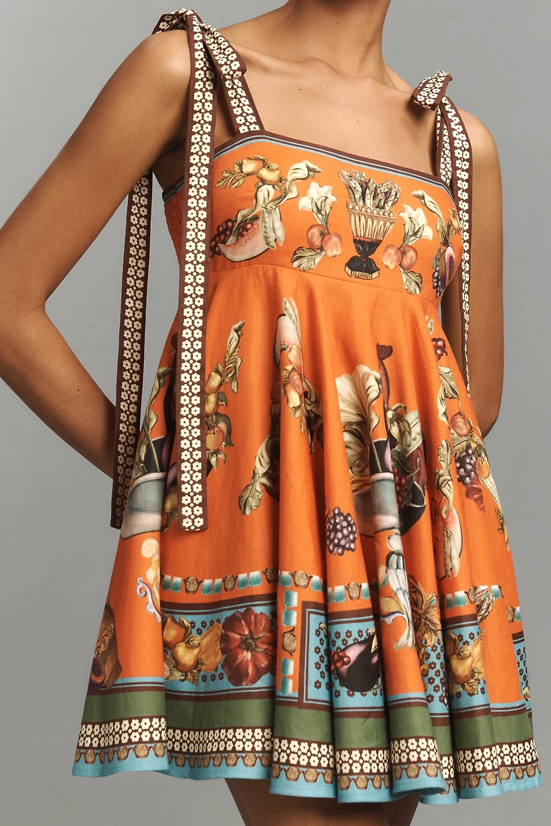 ALÉMAIS Rocco Linen Tie-Strap Mini Sundress