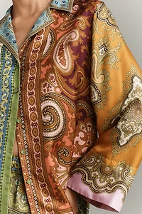 ALÉMAIS Clemenza Spliced Silk Buttondown Shirt