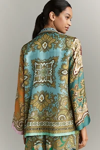 ALÉMAIS Clemenza Spliced Silk Buttondown Shirt