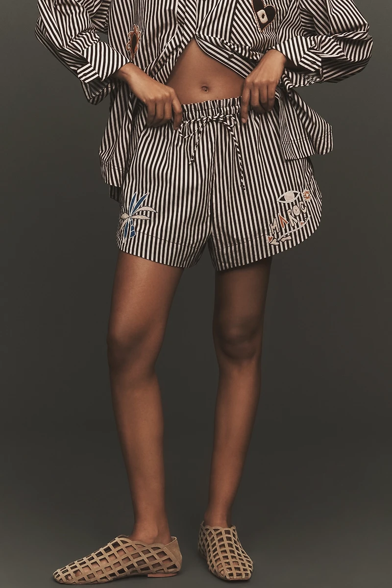 ALÉMAIS Sirocco Embroidered Organic Cotton Shorts