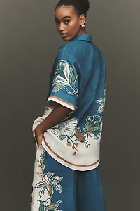 ALÉMAIS Luda Half-Sleeve Linen Buttondown Shirt