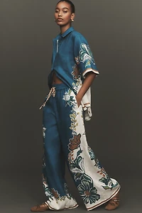 ALÉMAIS Luda High-Rise Wide-Leg Drawstring Linen Pants