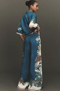 ALÉMAIS Luda High-Rise Wide-Leg Drawstring Linen Pants