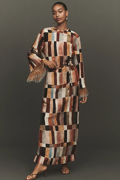 ALÉMAIS Marjorelle Linen-Silk Long-Sleeve Maxi Dress