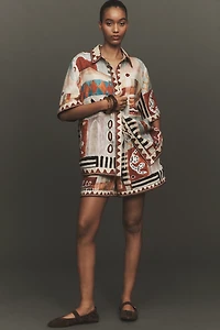 ALÉMAIS Michelle Linen Short-Sleeve Buttondown Shirt