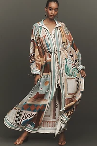 ALÉMAIS Michelle Long-Sleeve Linen Shirtdress