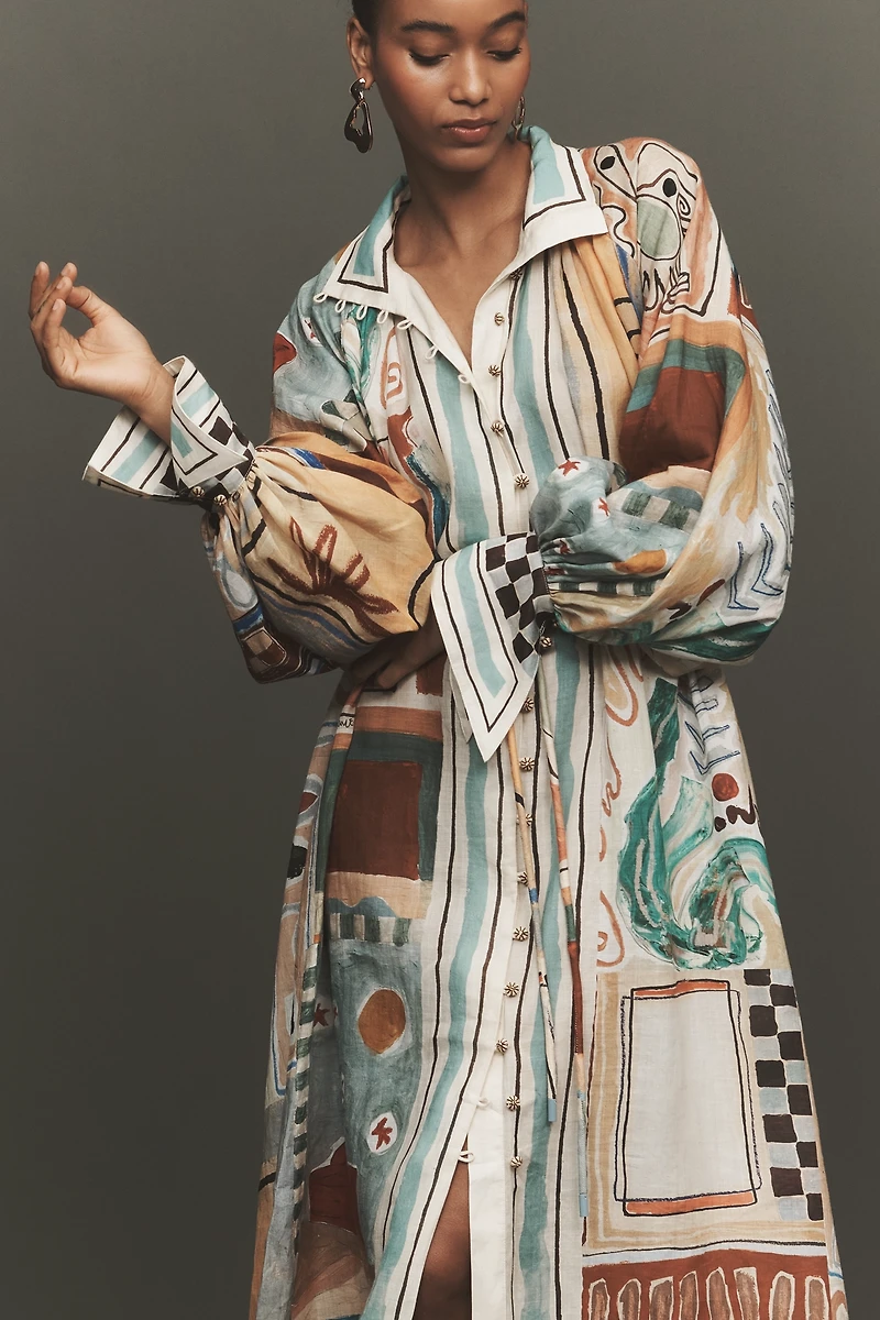 ALÉMAIS Michelle Long-Sleeve Linen Shirtdress