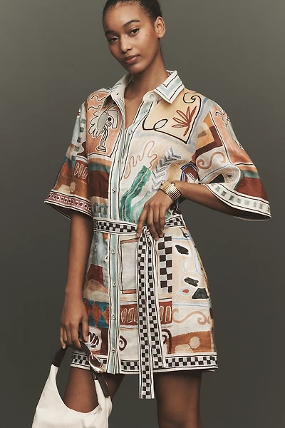 ALÉMAIS Michelle Linen Mini Shirt Dress