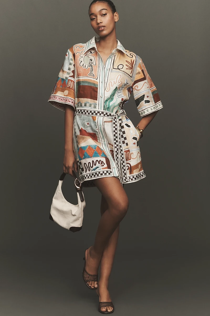 ALÉMAIS Michelle Linen Mini Shirt Dress