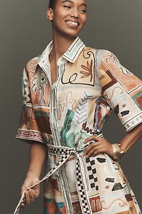 ALÉMAIS Michelle Linen Mini Shirt Dress