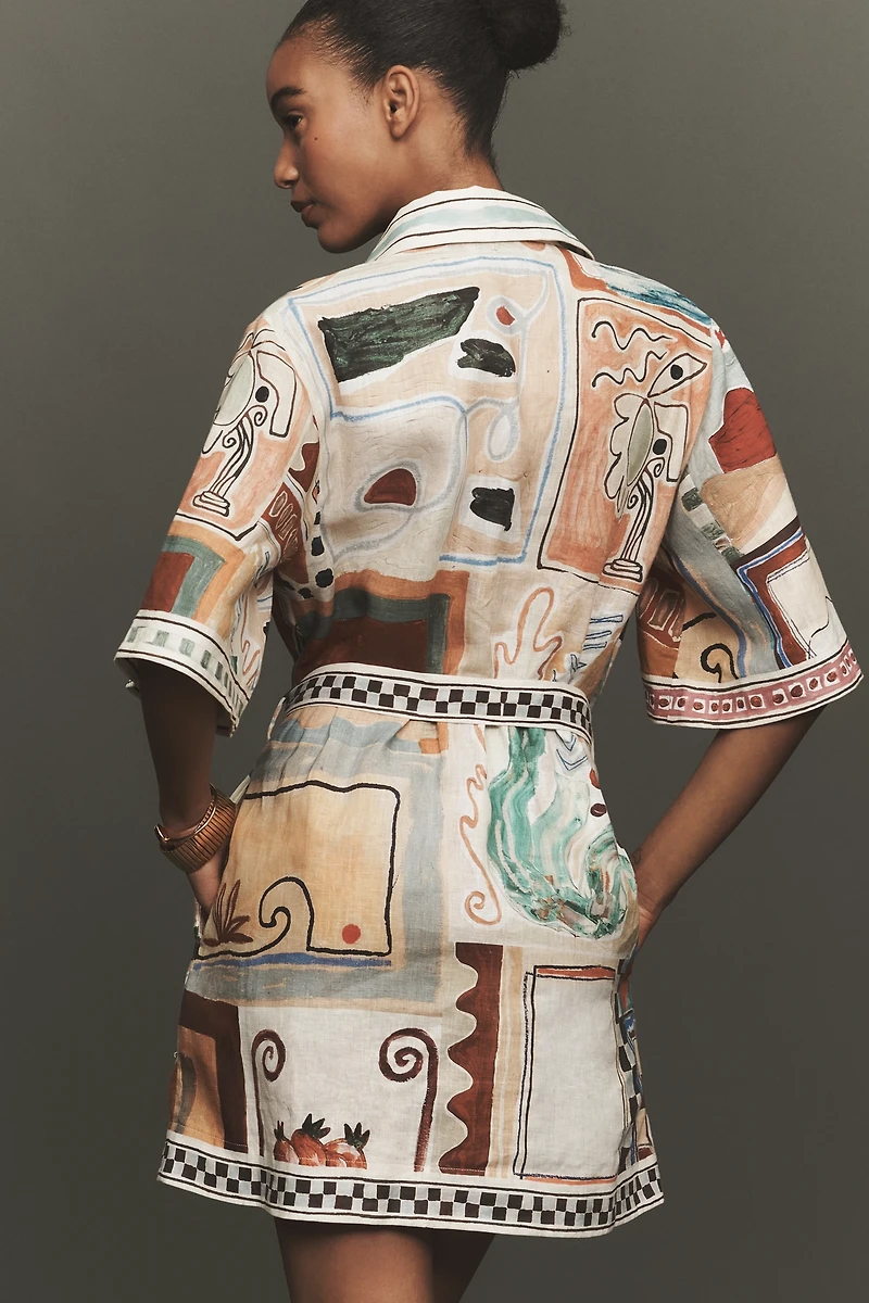 ALÉMAIS Michelle Linen Mini Shirt Dress