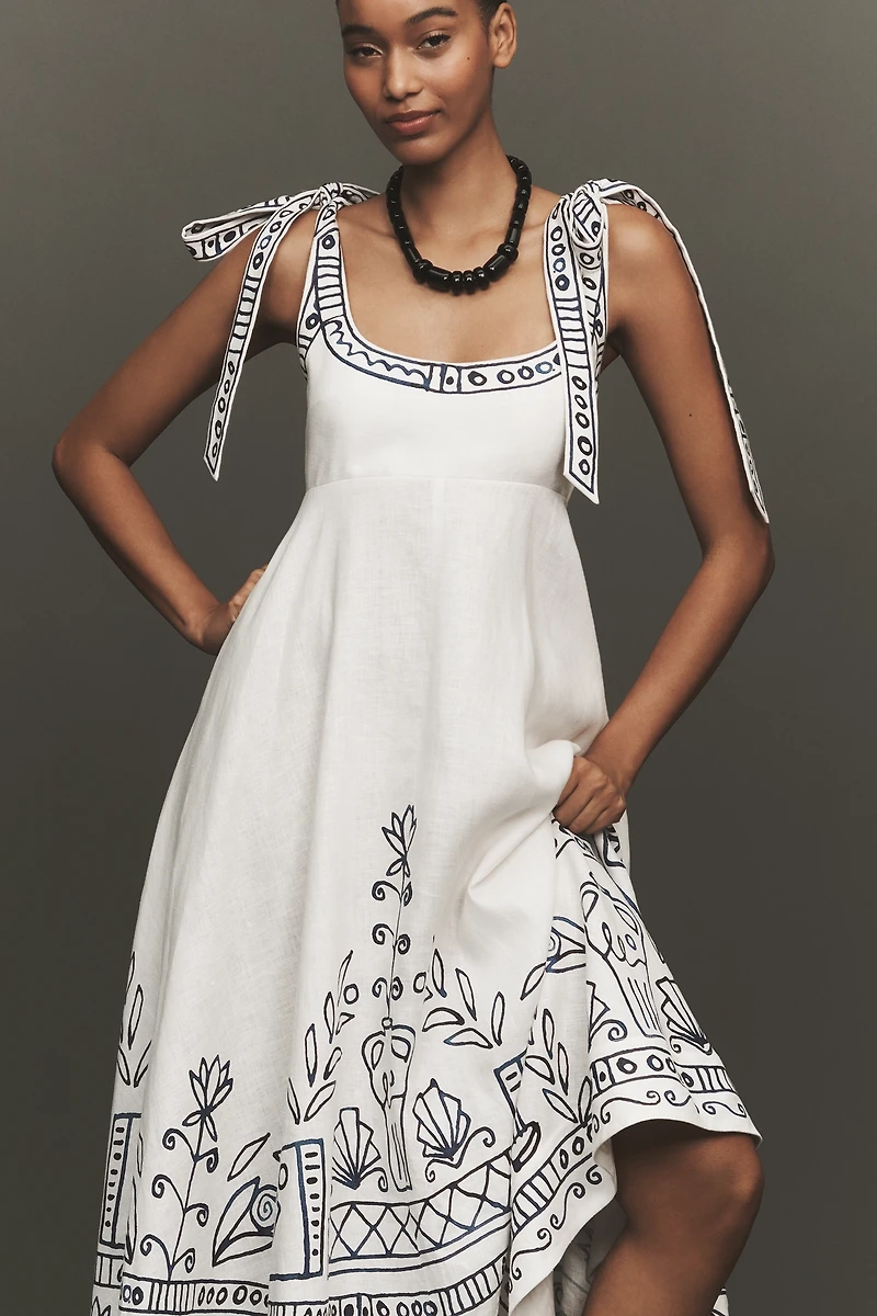 ALÉMAIS Leela Ballet Linen Midi Dress