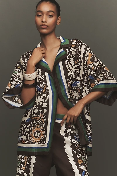 ALÉMAIS Maroc Relaxed Short-Sleeve Linen Buttondown Shirt