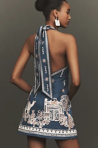 ALÉMAIS Acacia Linen Halter Mini Dress