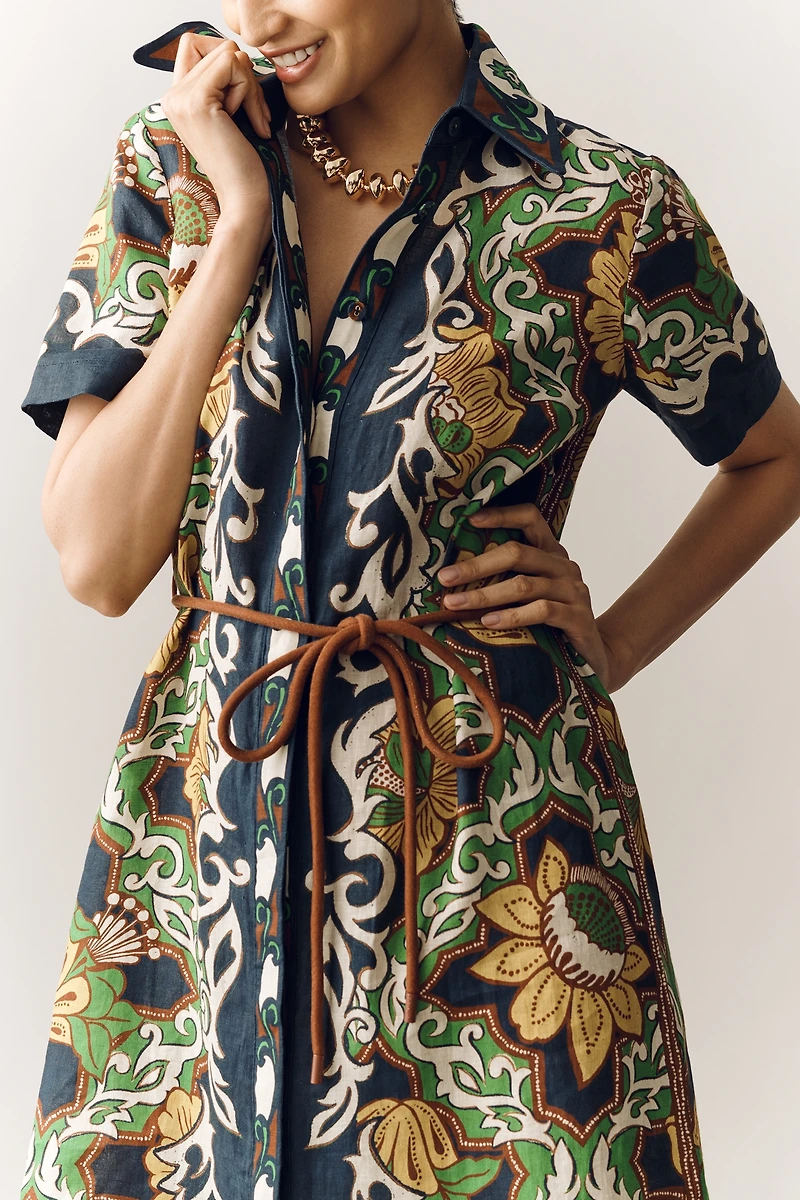 ALÉMAIS Liana Linen Midi Shirt Dress