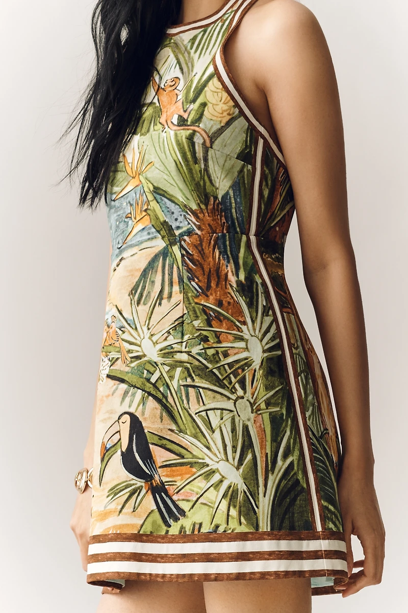 ALÉMAIS Cotton Toucan Tango Halter Mini Dress