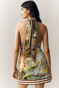 ALÉMAIS Cotton Toucan Tango Halter Mini Dress