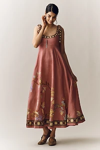 ALÉMAIS Zuri Linen Ballet Midi Sundress