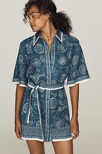 ALÉMAIS Lucky Linen Belted Mini Dress