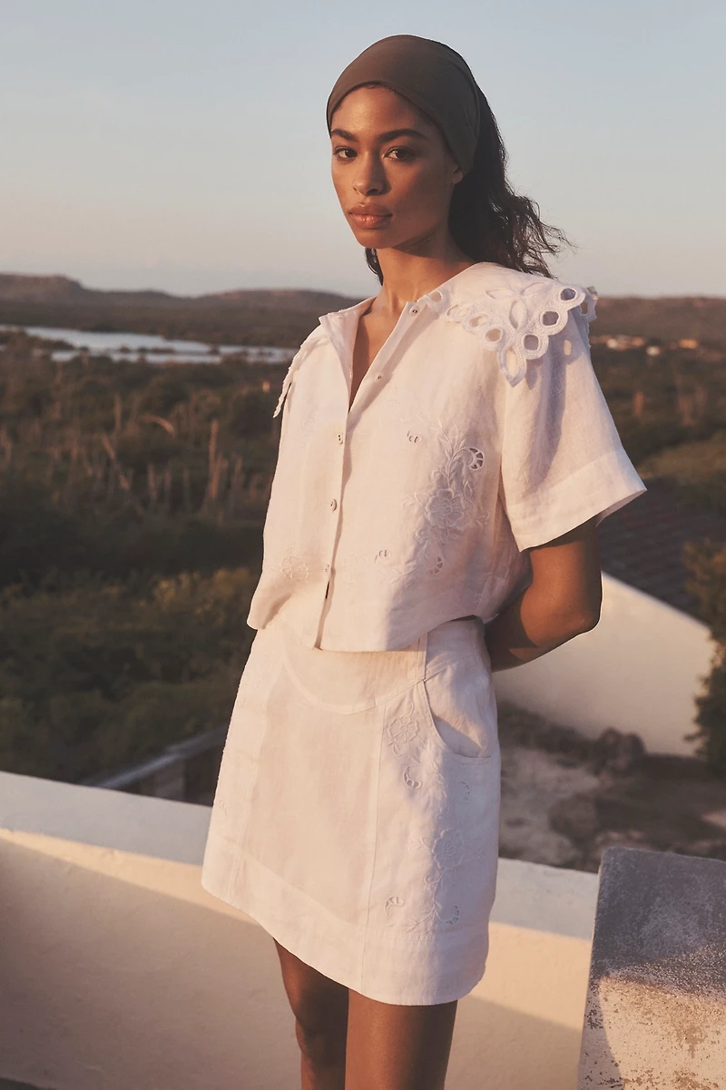 Lovaan Nina Eyelet Mini Skirt