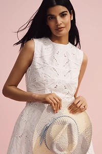 Lovaan Wilma Cotton Broderie Basque-Waist Mini Dress