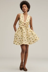 Lovaan Delilah Linen Silk Bow Mini Dress