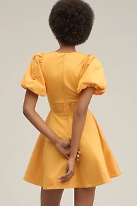 Lovaan Devon Puff-Sleeve Bow Mini Dress