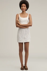 Lovaan Camilla Square-Neck Linen Mini Dress
