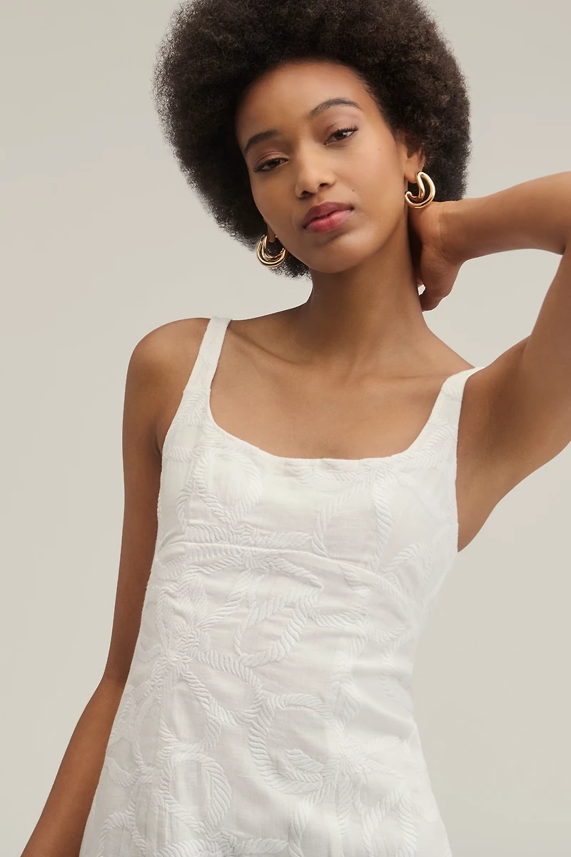 Lovaan Camilla Square-Neck Linen Mini Dress