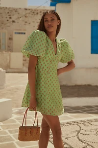 Lovaan Adeline Linen Silk Blend Mini Dress